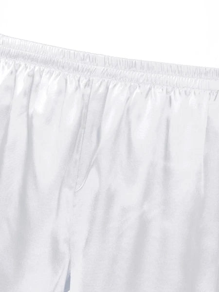 Mens Pajama Set Silky Satin Sleepwear Smooth Tank Top and Shorts 2 Pieces Set