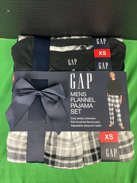 Gap Men's Flannel Pajama Set Size XS True Black Plaid