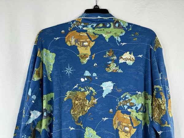 Bedhead Pajamas x Apollojets Pajama Set Mens Size XLXT Blue World Map Packable