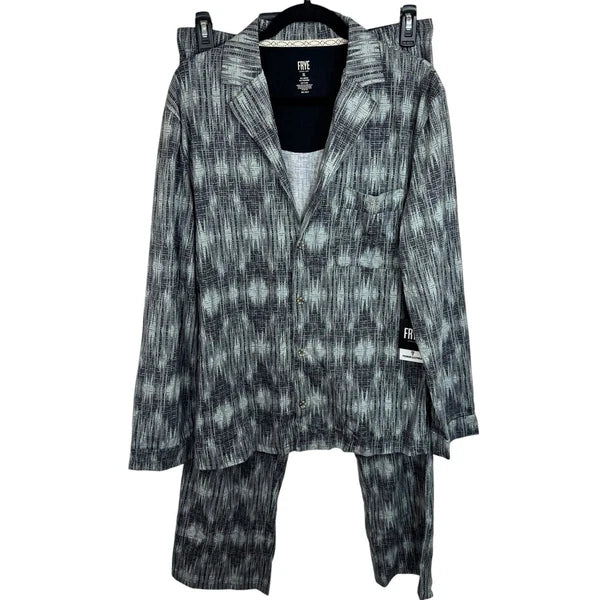 FRYE Gray & White Pattern Notched Premium Pajama SET Men's XL Soft NWT