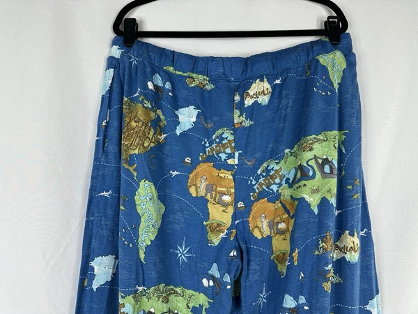 Bedhead Pajamas x Apollojets Pajama Set Mens Size XLXT Blue World Map Packable