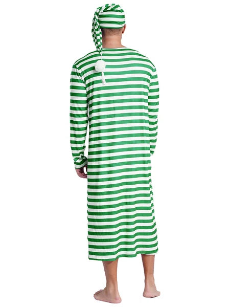 Mens Robe + Hat Set Raves Nightwear Christmas Bathrobe Sissy Home Dress-
