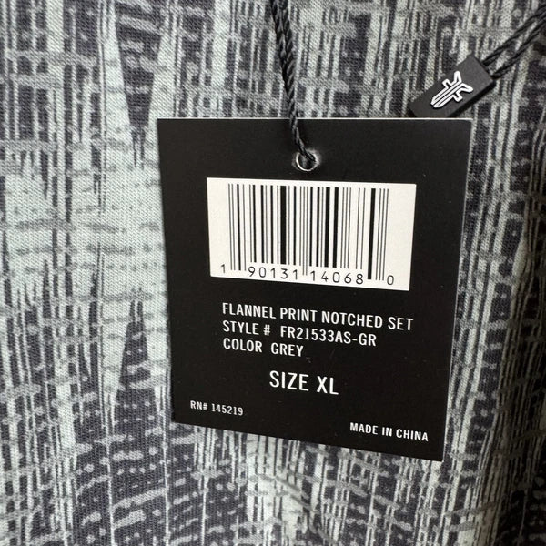 FRYE Gray & White Pattern Notched Premium Pajama SET Men's XL Soft NWT