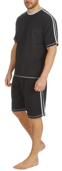 Cargo Bay Mens Short Sleeve Lounge Set with Contrast Stripe