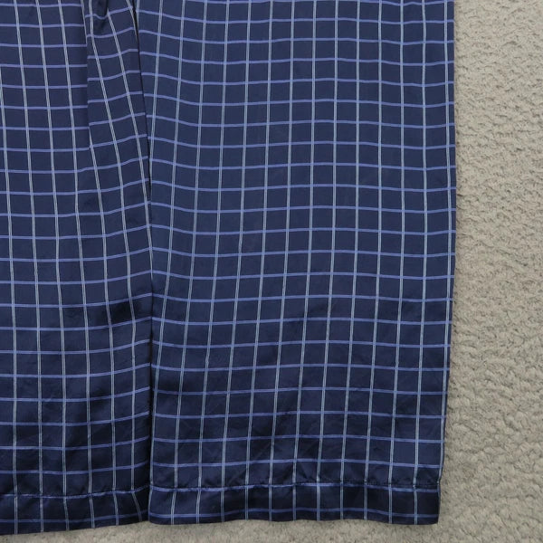 Daniel Hanson Silk Pyjama Set Mens XL Blue Check Shirt Pants Top Bottom Pajamas