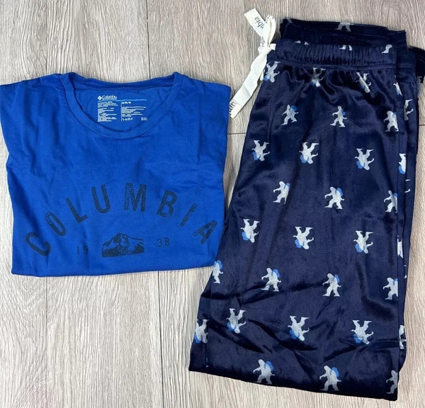 Columbia Mens Blue Pajama Set - Pants & Shirt - NWT Size Medium Papa Bear
