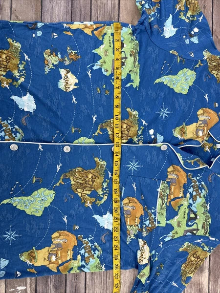 Bedhead Pajamas x Apollojets Pajama Set Mens Size XLXT Blue World Map Packable