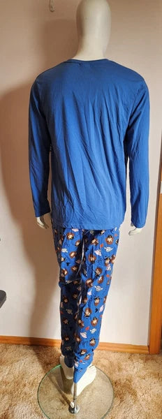 Harry Potter Mens Solemnly Swear Blue Printed Long Sleeve Pyjama Set Size L New