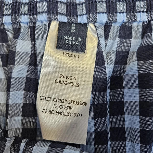 Majestic International Unisex Pajama Top And Short Set Size Small Blue Plaid