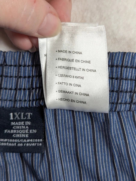 Harbor Bay - Men's - Blue Black Stripe Pajama Set - Size: 1xlt