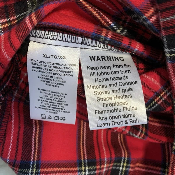 Lanz of Salzburg RED TARTAN PLAID 100% Cotton FLANNEL Men'x XL Pajama Set NWOT