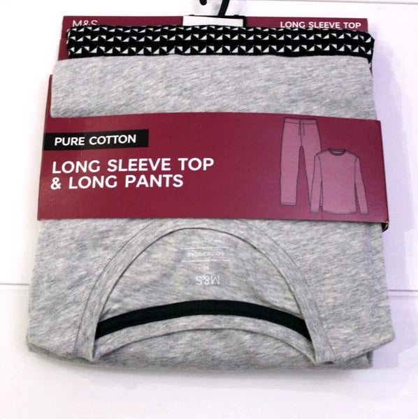M & S Mens Pure Cotton Supersoft Pyjamas Loungewear Top & Long Pants ~S M XL XXL